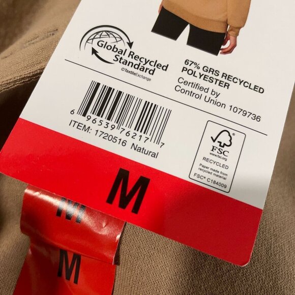 NEW Mondetta Women's M Collared Pullover Sweatshirt Tan Relaxed Fit Ribbed - Picture 7 of 8